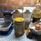 Top row from left: milk, sugar, flour, vegetable oil
Bottom row from left: sweet red bean paste, honey, baking powder, eggs